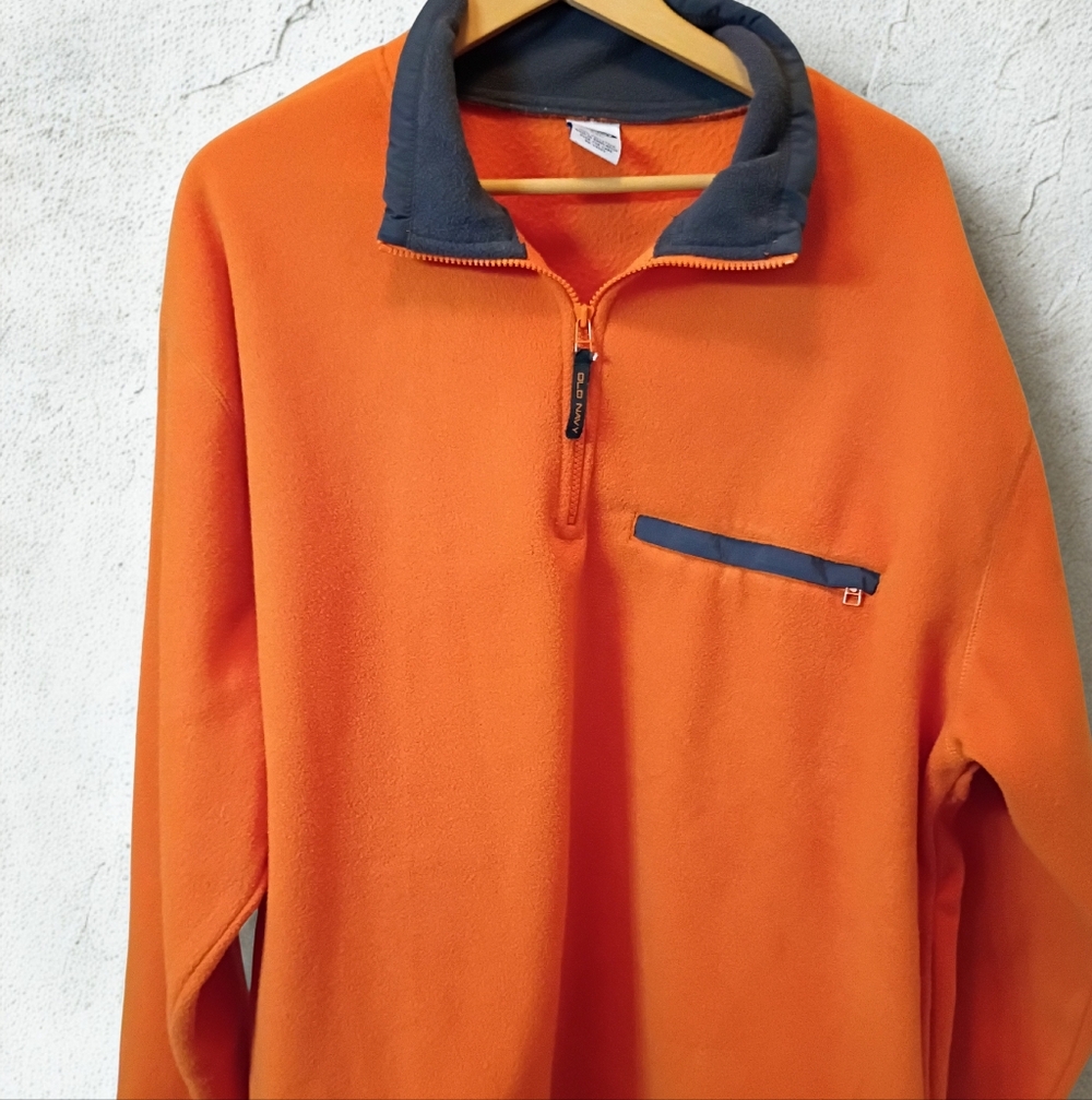 Old Navy Big & Tall Orange XXL 1/4 Zip Fleece Pullover